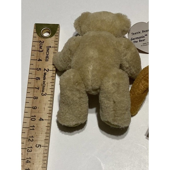 Miniature Teddy Bear, Jointed, Light Brown And Ty Beanie Germanic The Bear - Picture 9 of 9